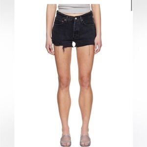 AGOLDE black Parker short, size US 29 high waisted distressed frayed denim jorts